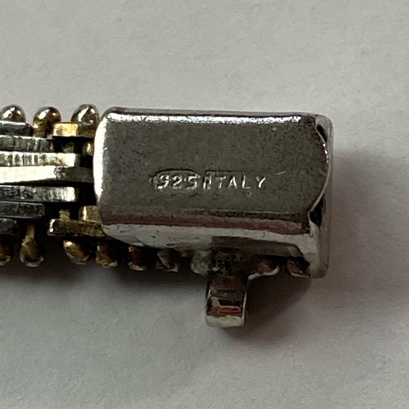 Gold Silver Woven Chevron Bracelet 7” Jewelry - Picture 11 of 11